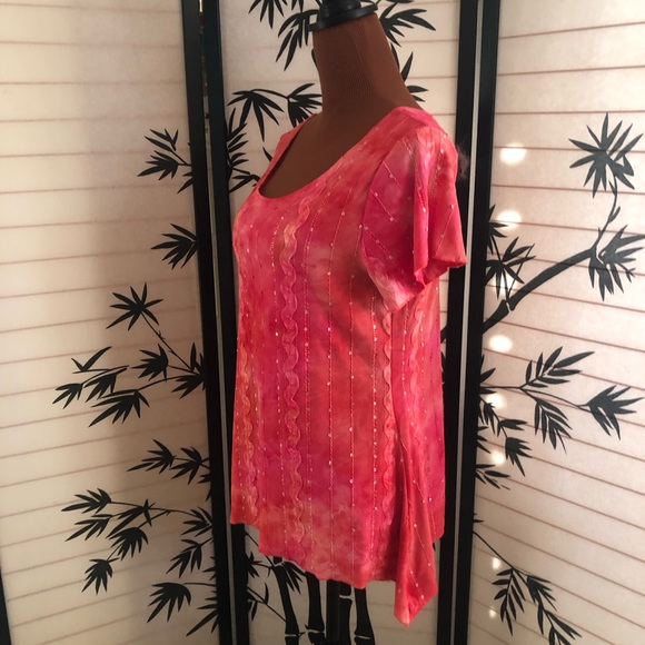 Shannon Ford New York Red Scoop Neck Boho Womens Top Size Petite Large - Picture 3 of 12